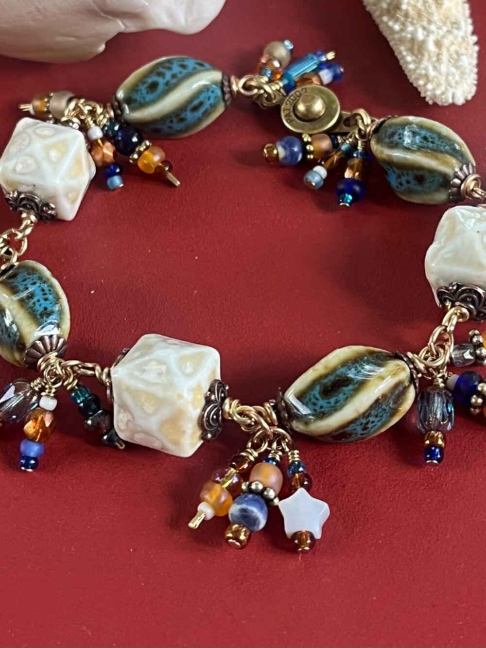 Boho Ceramic Beaded Bracelet | Artisan Charm Bracelet | Southwestern Style